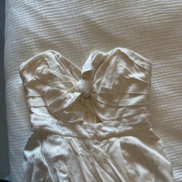 ASTR The Label Mara Tie-Front White Linen Jumpsuit Size Medium - Picture 6 of 7